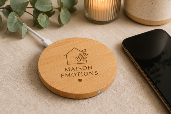 Chargeur à Induction en Bambou – Édition Maison Émotions